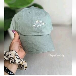 Green Bling Nike Hat Cotton Adjustable Cap made with Crystals NWT Futura